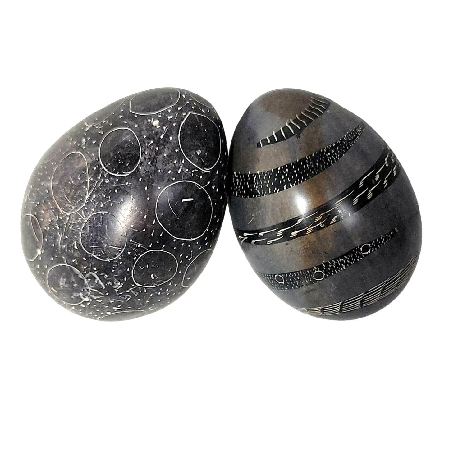 Soapstone Eggs, Set of 2 African, Decorative Stone Egg Paperweight, Easter Decor