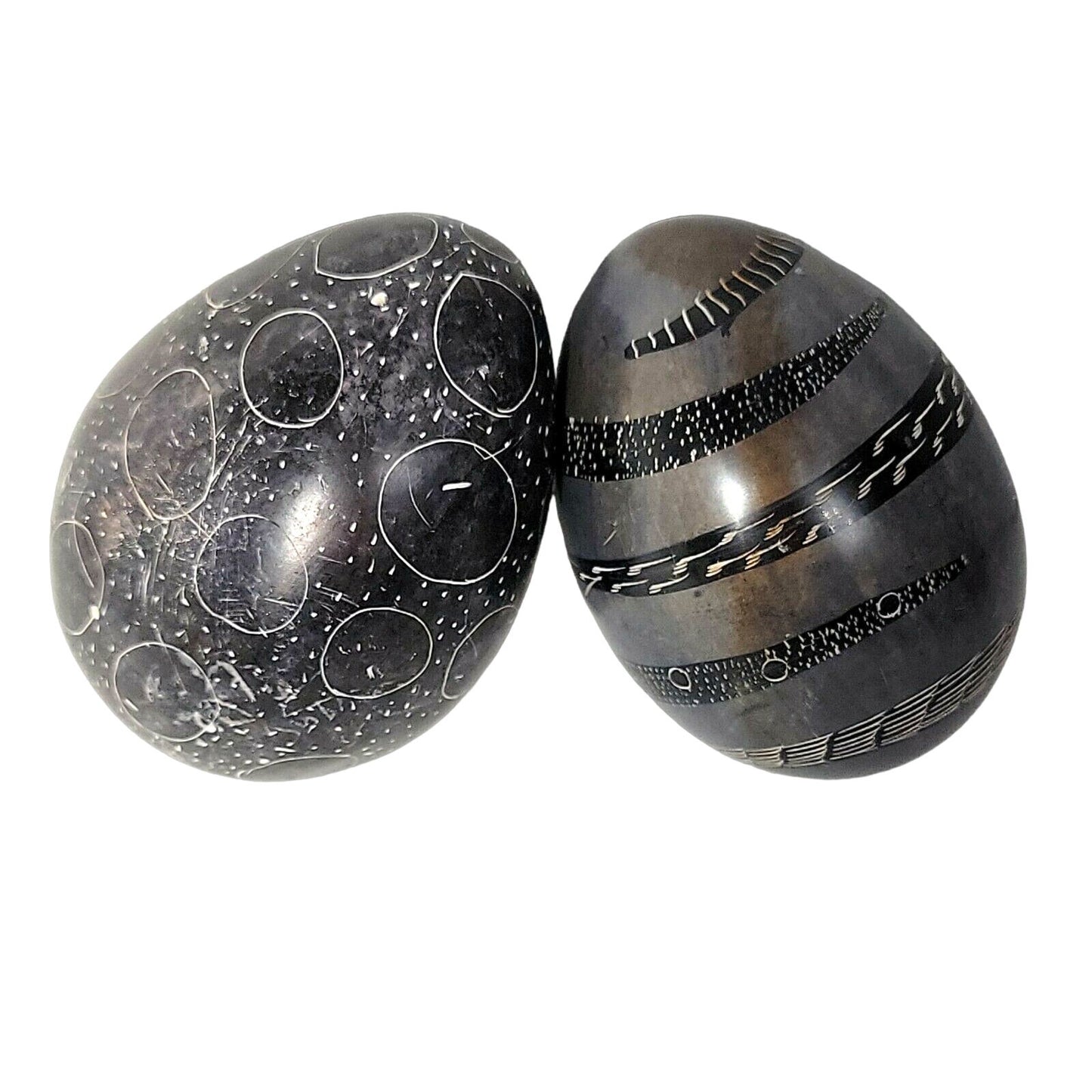 Hand Carved African Soapstone Eggs Kenya Decorative Stone Egg Paperweight Decor