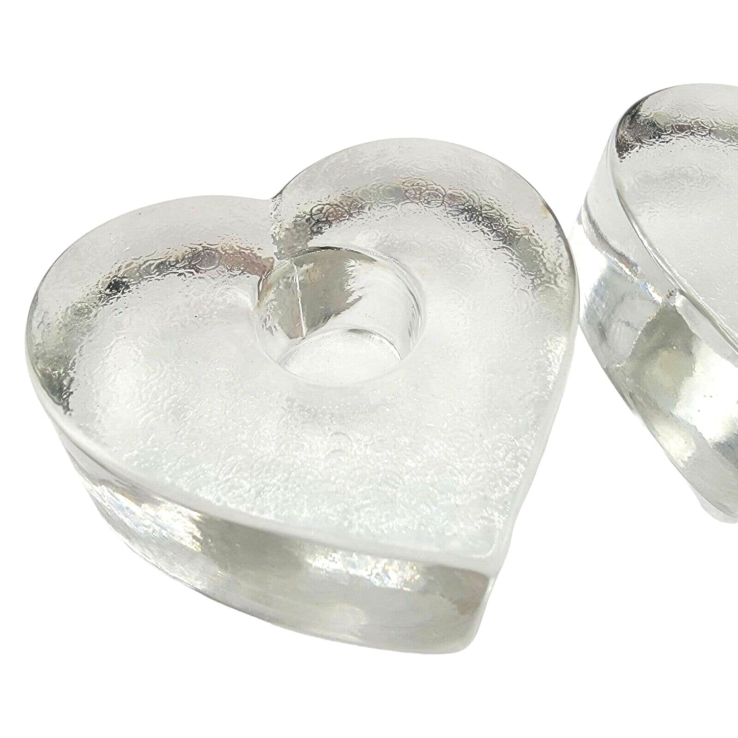 Thick Glass Heart-Shaped Candle Holders Set of 2 Glass Heart Candle Holders