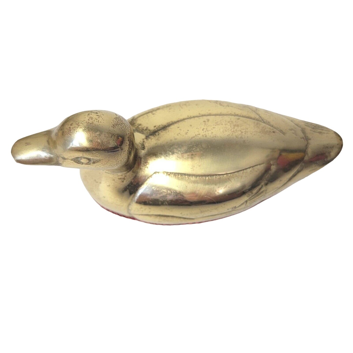 Vintage Brass Duck Lint Brush Paperweight Mallard Figurine Mr Man 1983 Office