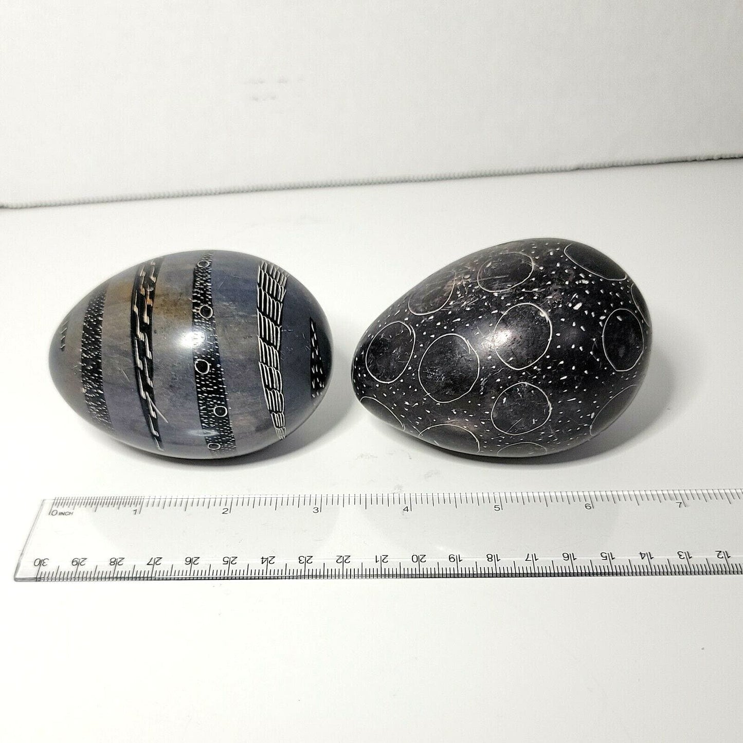 Soapstone Eggs, Set of 2 African, Decorative Stone Egg Paperweight, Easter Decor