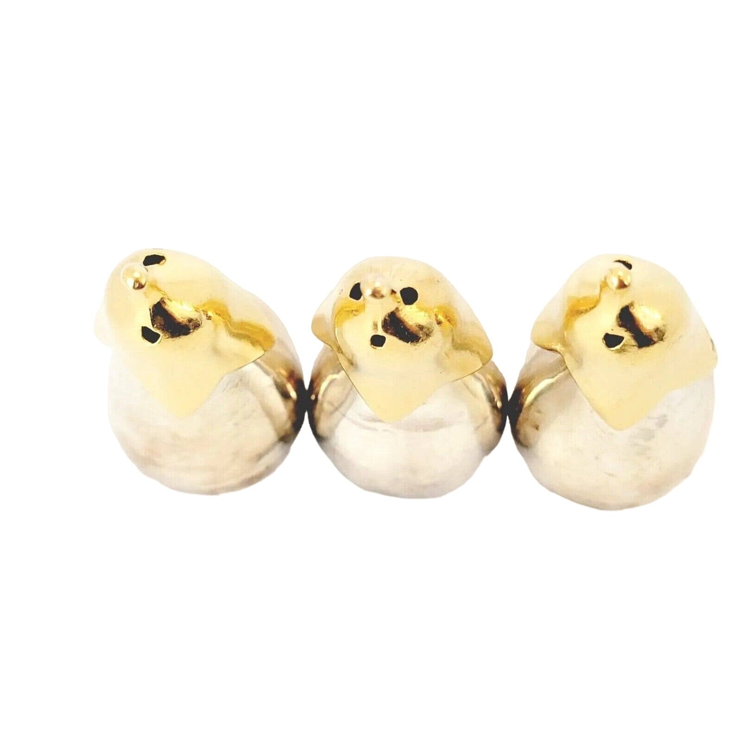 🍆 Eggplant Salt & Pepper Shakers 2" Silver and Gold Tone Set of 3 Joie De Vivre