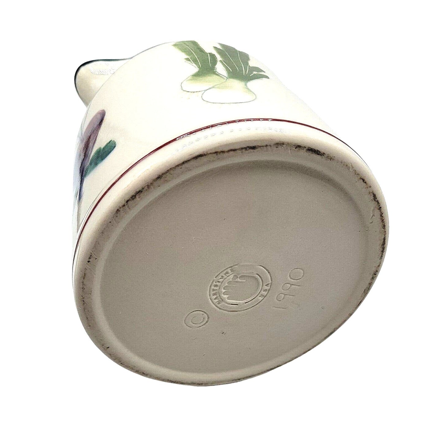 Vintage Hartstone Pottery Farmers Market Vegetable Pitcher Hand Painted Ceramic