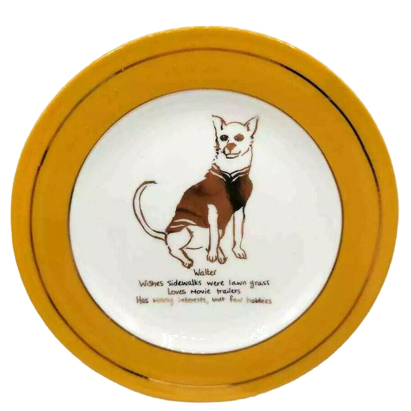 Anthropologie Walter Dog Biography Side Plate, Anthropologie Dog Plate