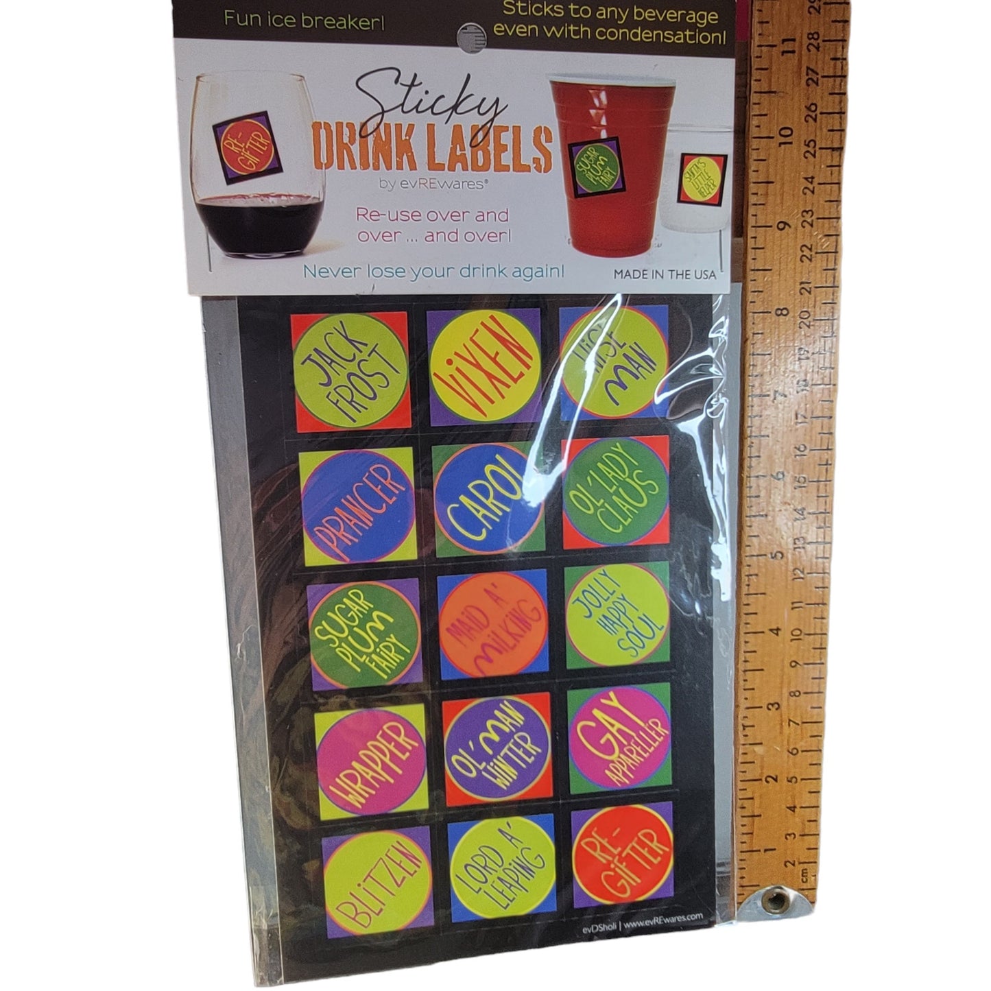 30 Reusable Holiday Drink Labels Sticky Drink Labels Reusable Holiday Barware