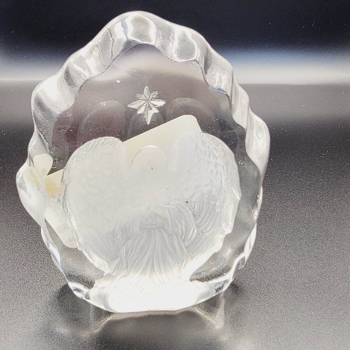 Small Round Carved Angel Solid Glass Christmas Spiritual Gift Glass Paperweight