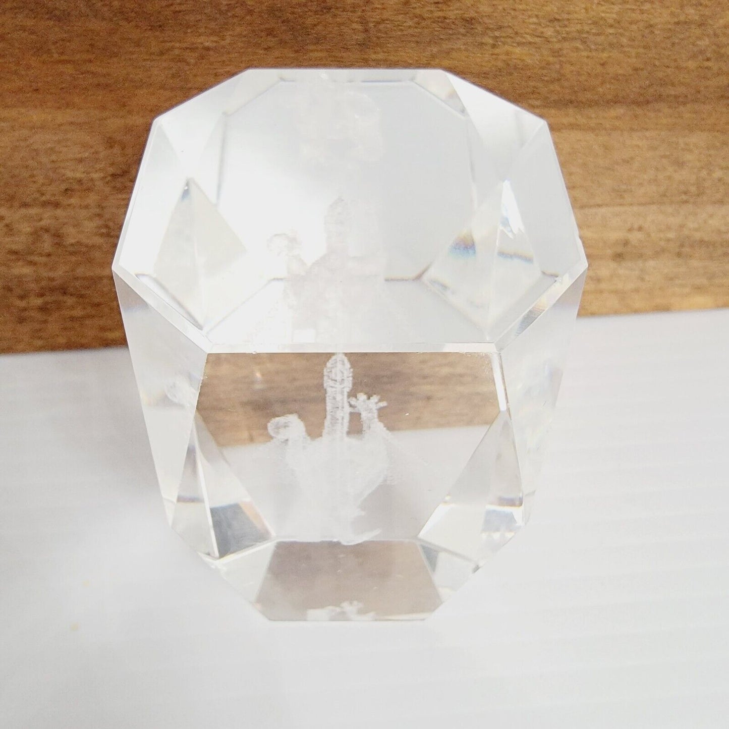 3D Laser Etched Dragon Glass Cube Paperweight See All Photos 3” Tall, AS IS