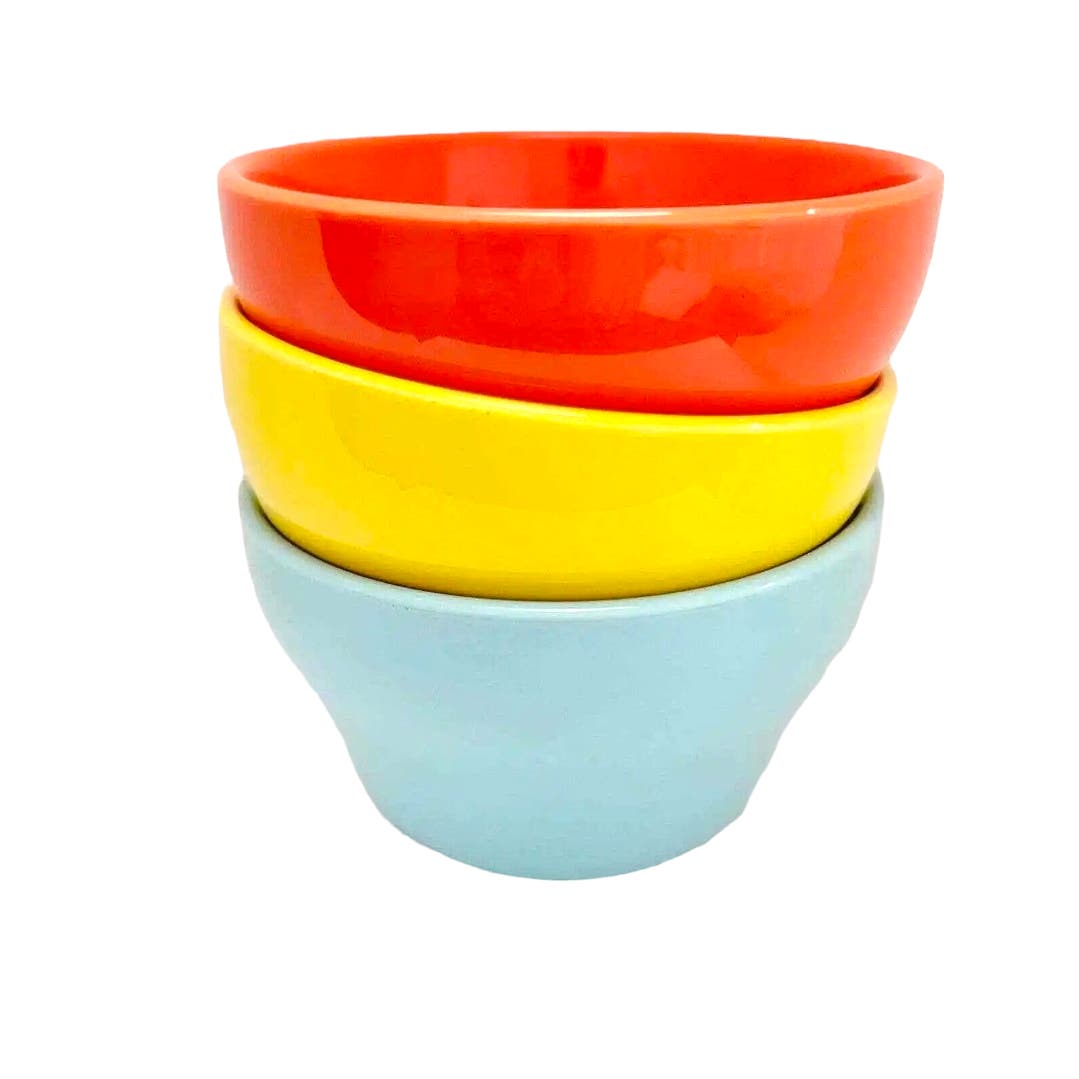 Sweese 8oz Dessert Bowls Porcelain Bouillon Cups Set Ramekins Orange Yellow Blue