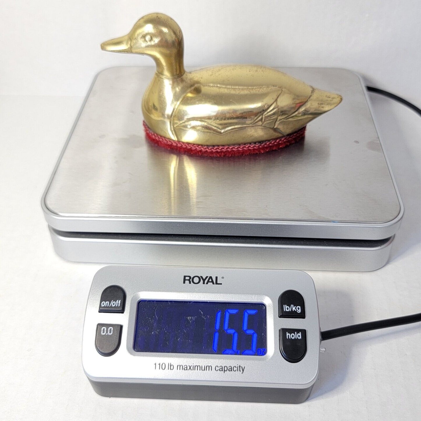 Vintage Brass Duck Lint Brush Paperweight Mallard Figurine Mr Man 1983 Office