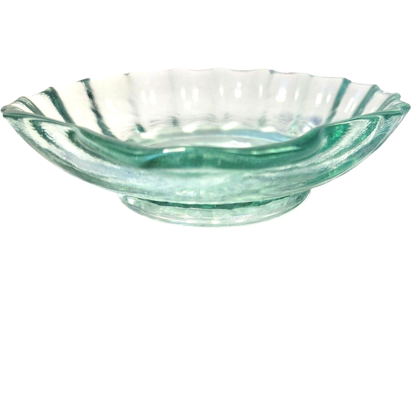 RECYCLED Glass SHELL trinket dish, Glass CLAMSHELL bowl 6" Coastal Decor