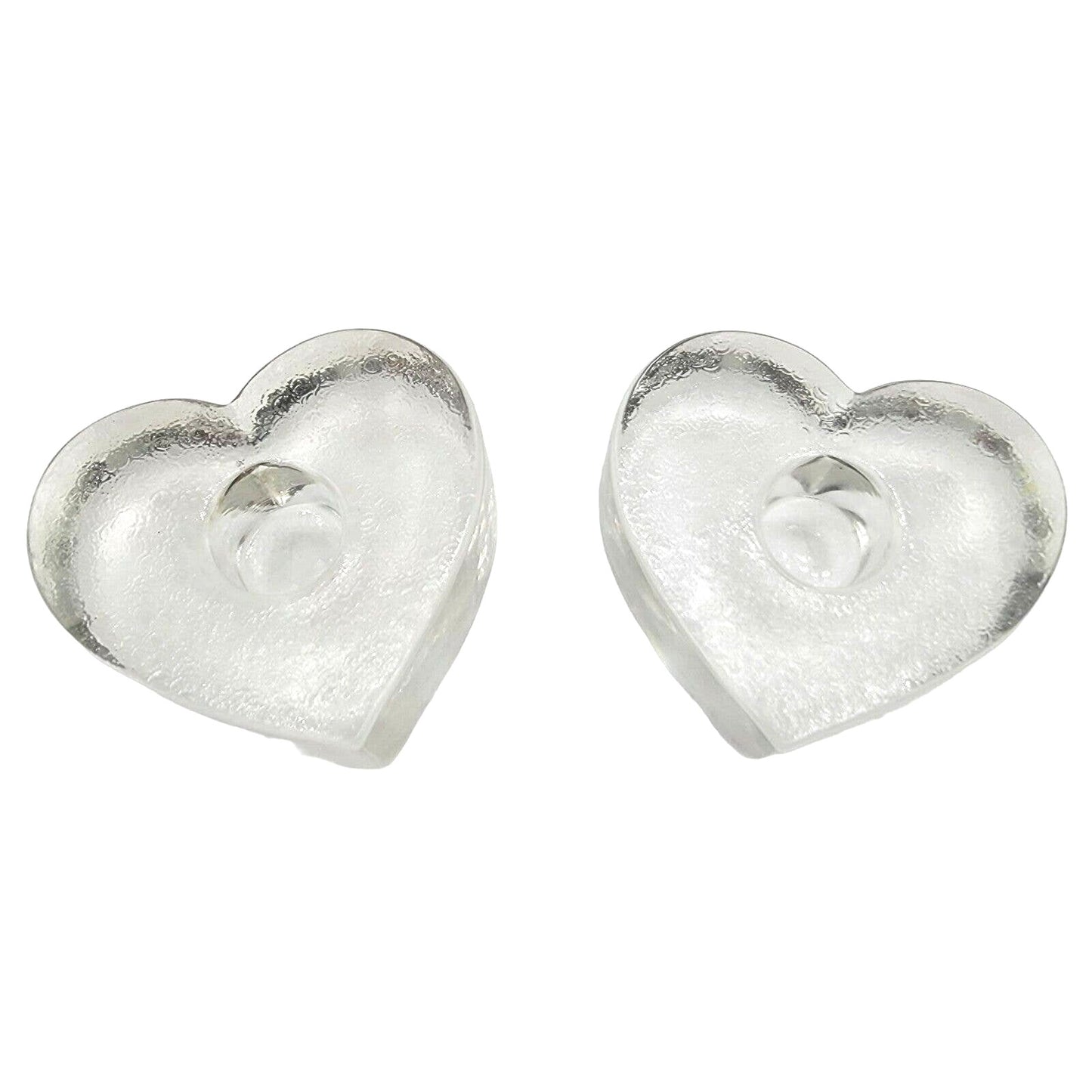 Thick Glass Heart-Shaped Candle Holders Set of 2 Glass Heart Candle Holders