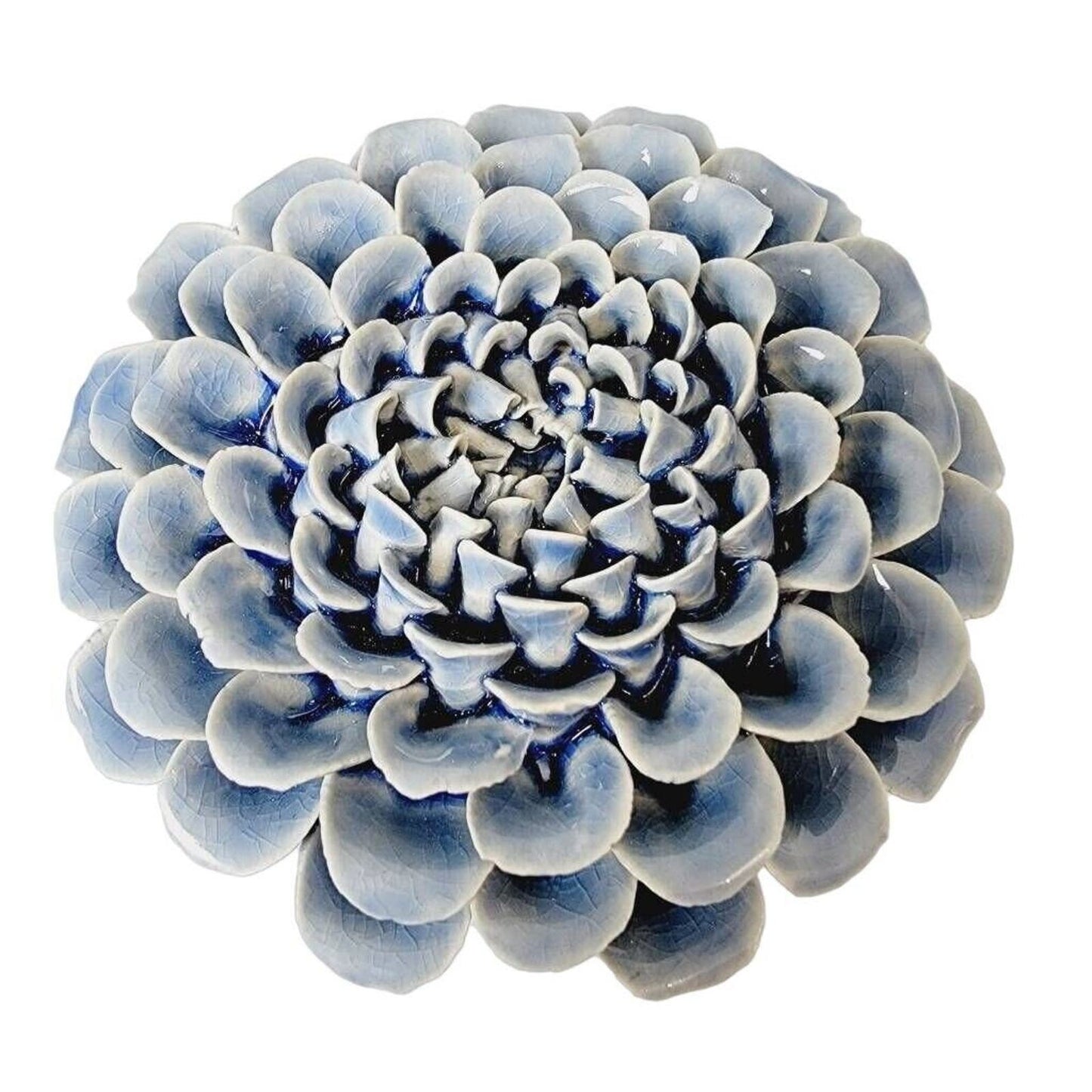 Jayson Home Zinnia Flower Ceramic Flower Decorative Paperweight Indigo Blue