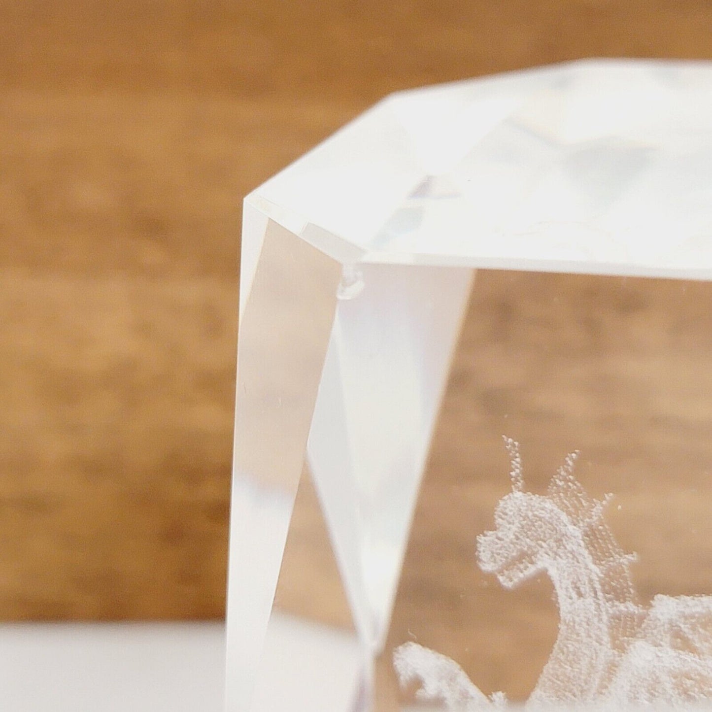 3D Laser Etched Dragon Glass Cube Paperweight See All Photos 3” Tall, AS IS