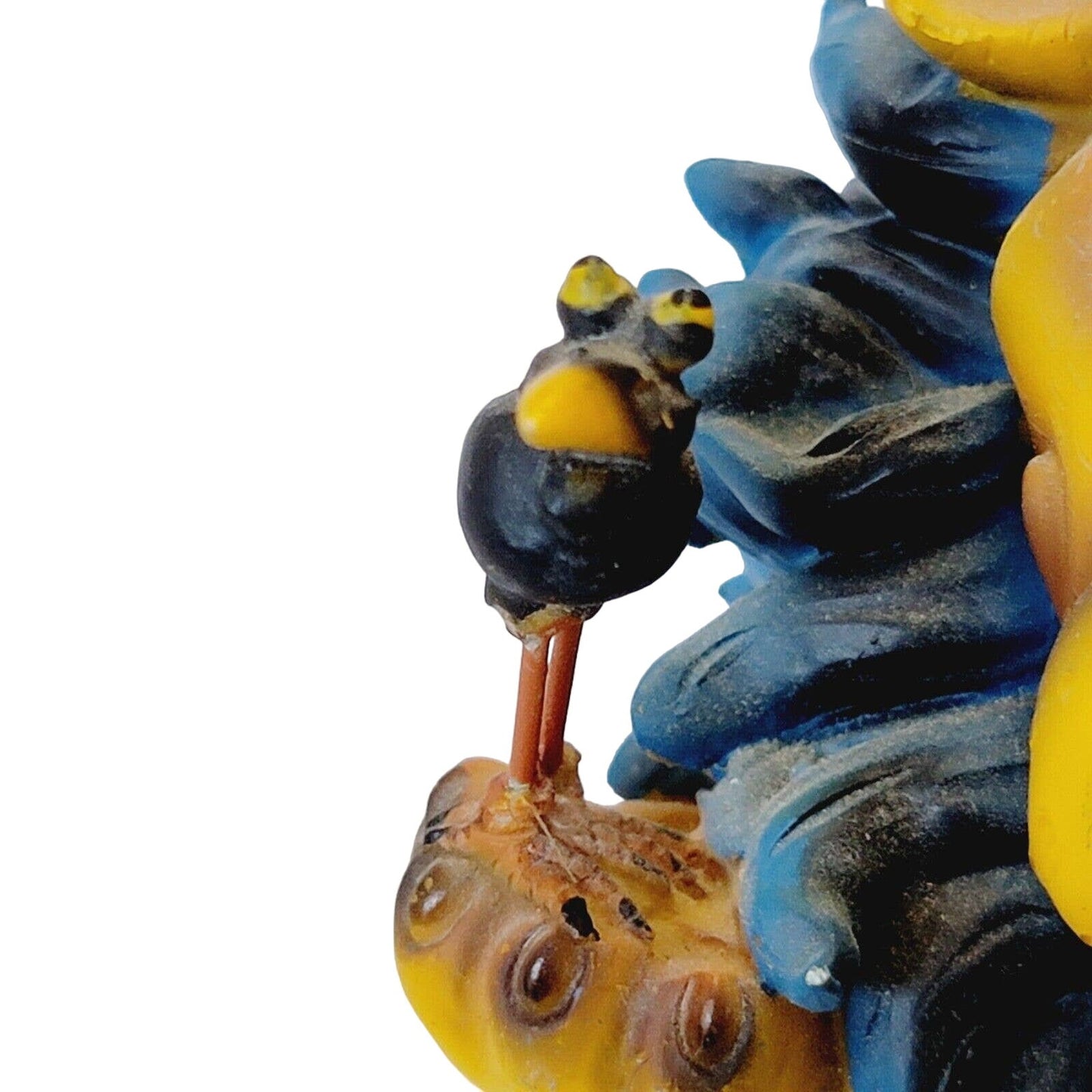 Vintage Lion and Crow Piggy Bank Blue Mane Retro Animal Figurine Coin Bank