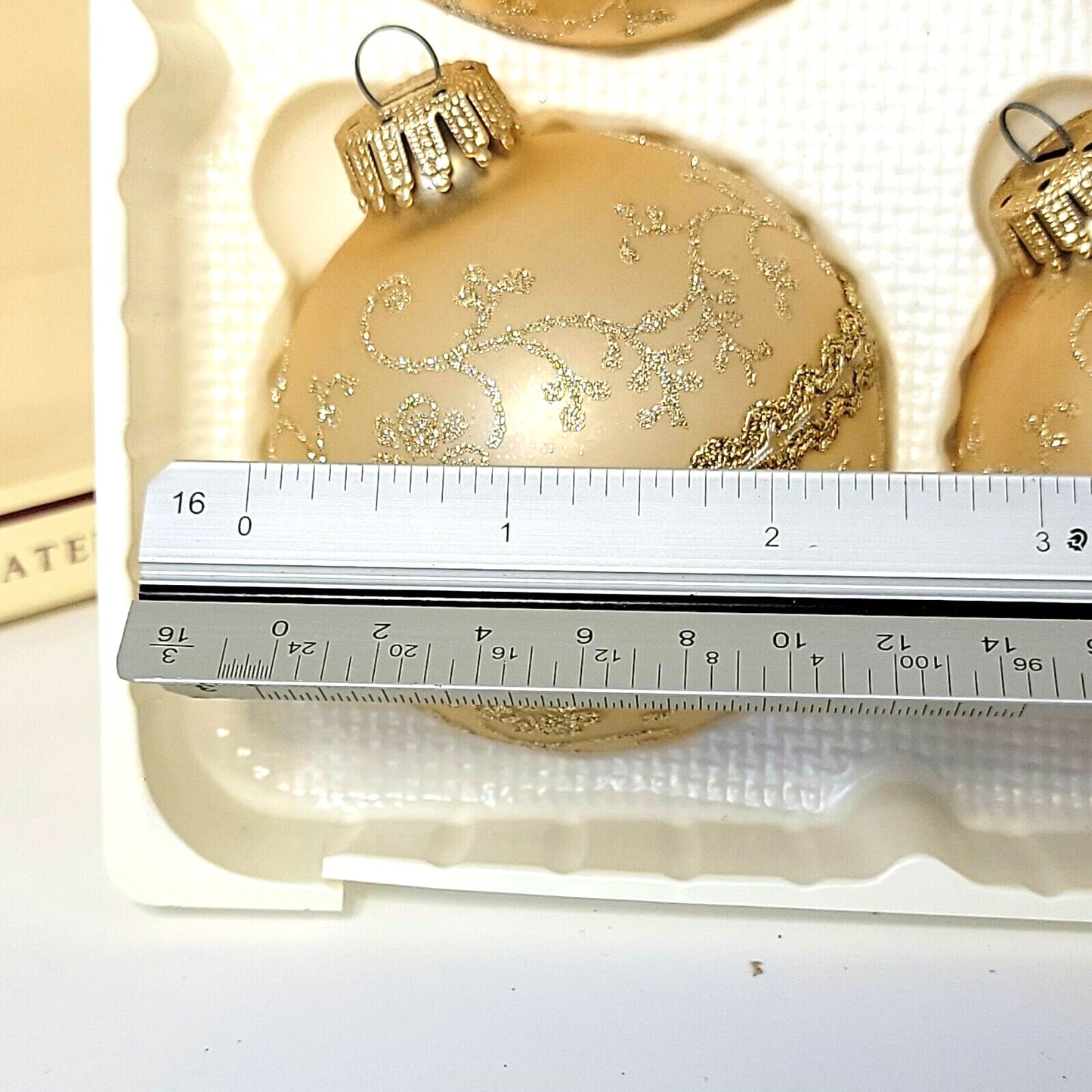 Vintage KREBS Christmas Ornaments Hand Decorated Glass With Crowns, Gold Ornate