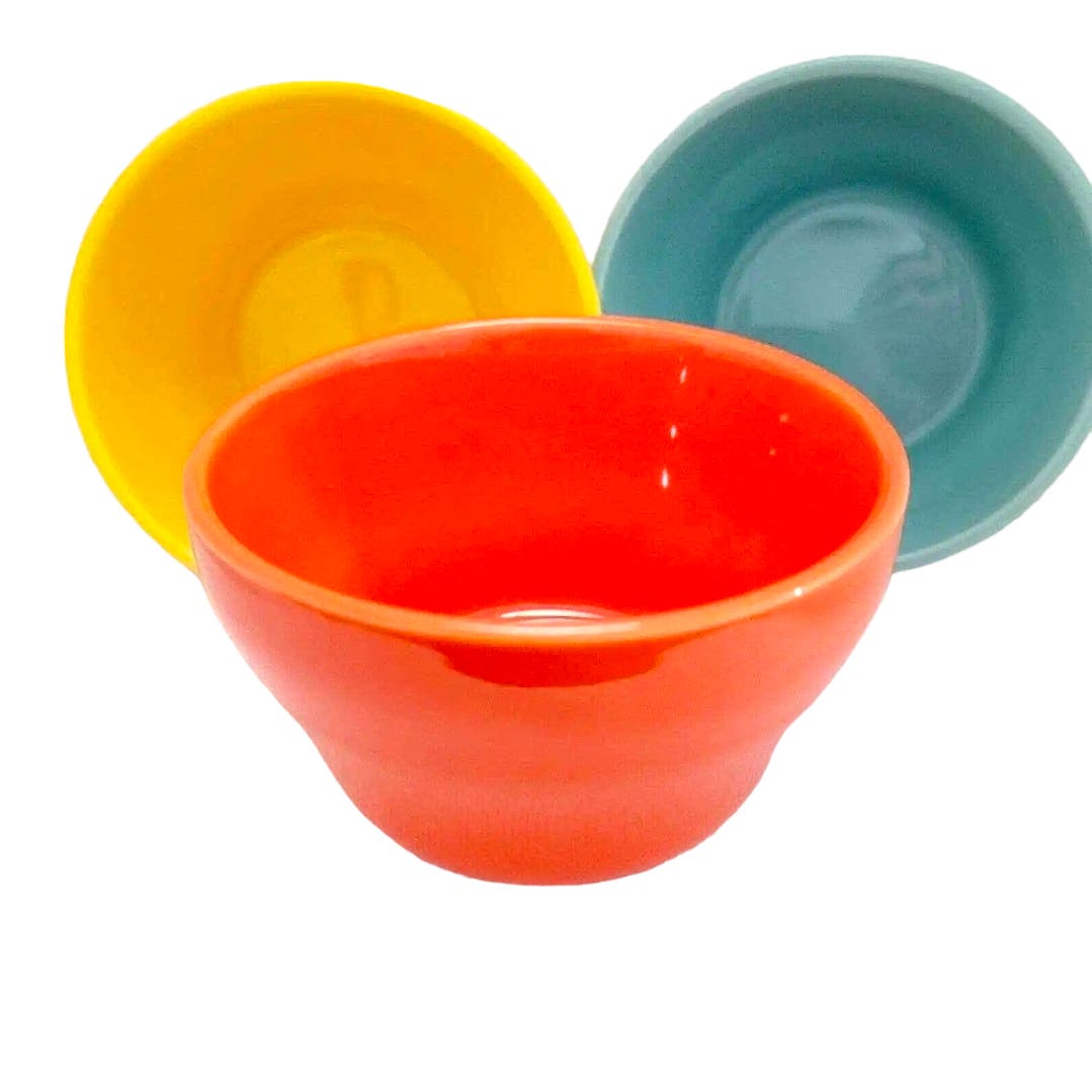 Sweese 8oz Dessert Bowls Porcelain Bouillon Cups Set Ramekins Orange Yellow Blue