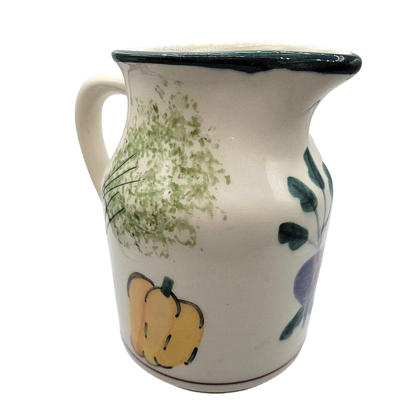 Vintage Hartstone Pottery Farmers Market Vegetable Pitcher Hand Painted Ceramic