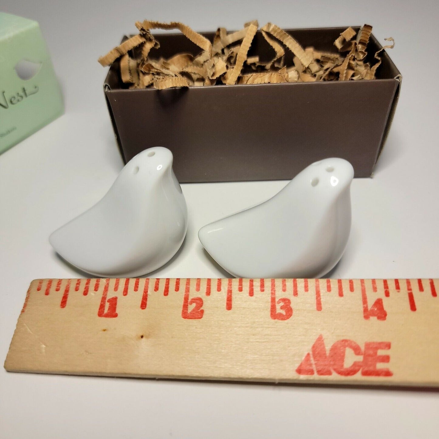Weddingstar Love Birds Salt Pepper Shakers White Porcelain Dream Nest Modern