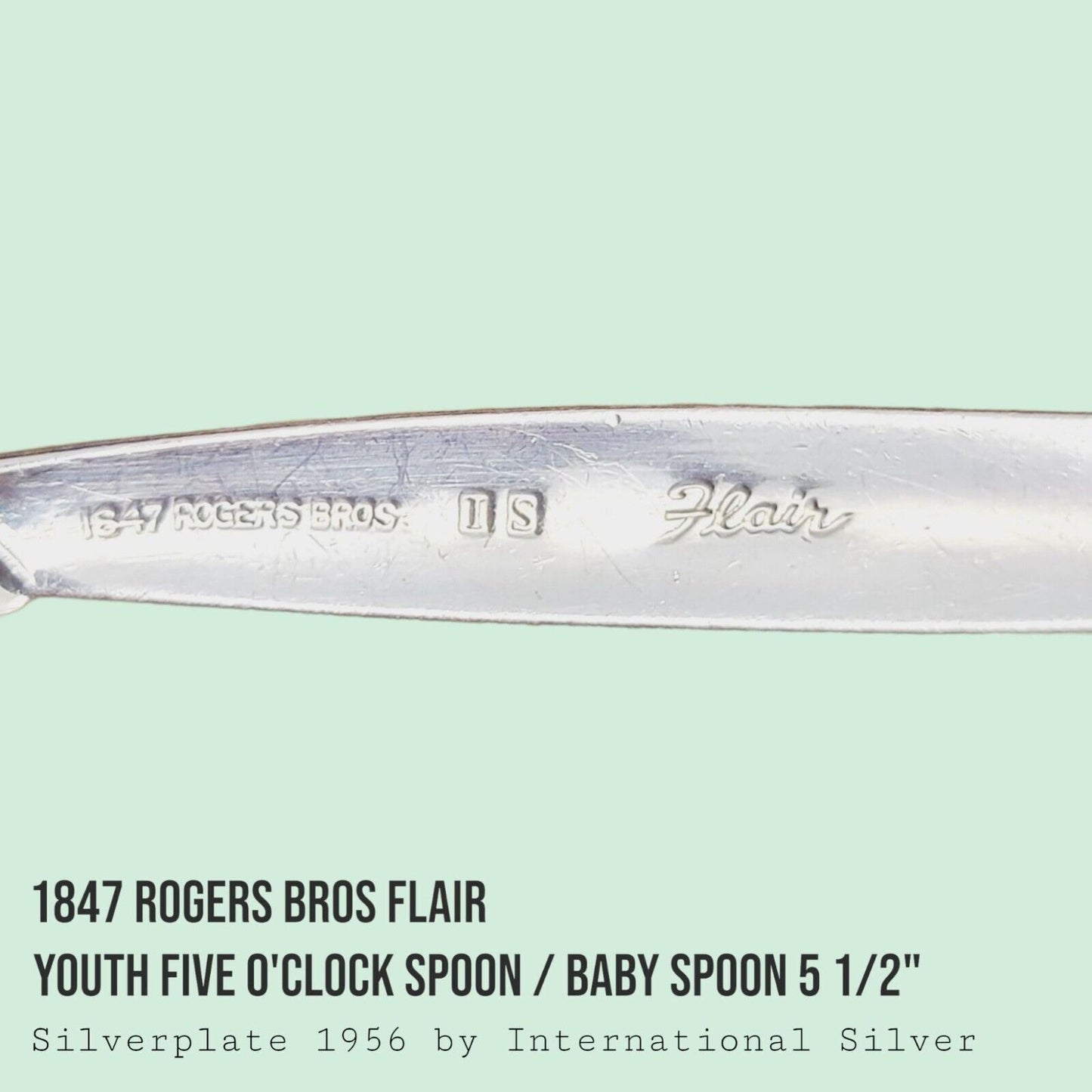 Vintage 1847 Rogers Bros FLAIR Silverplate Youth Five O'Clock Spoon 5 1/2"