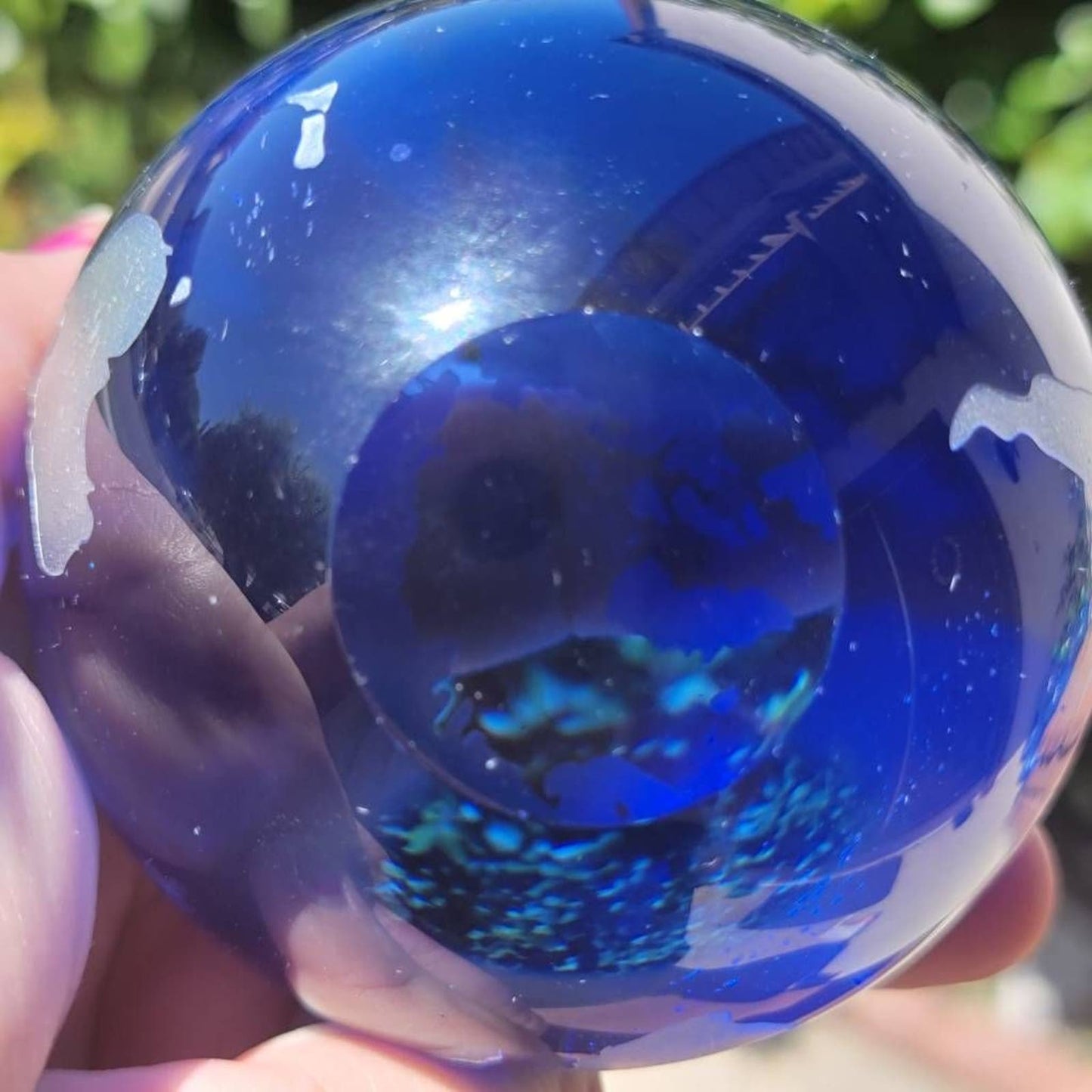 Paperweight Blue Earth World Globe Glass Ball Travel Aesthetic Cobalt 3"