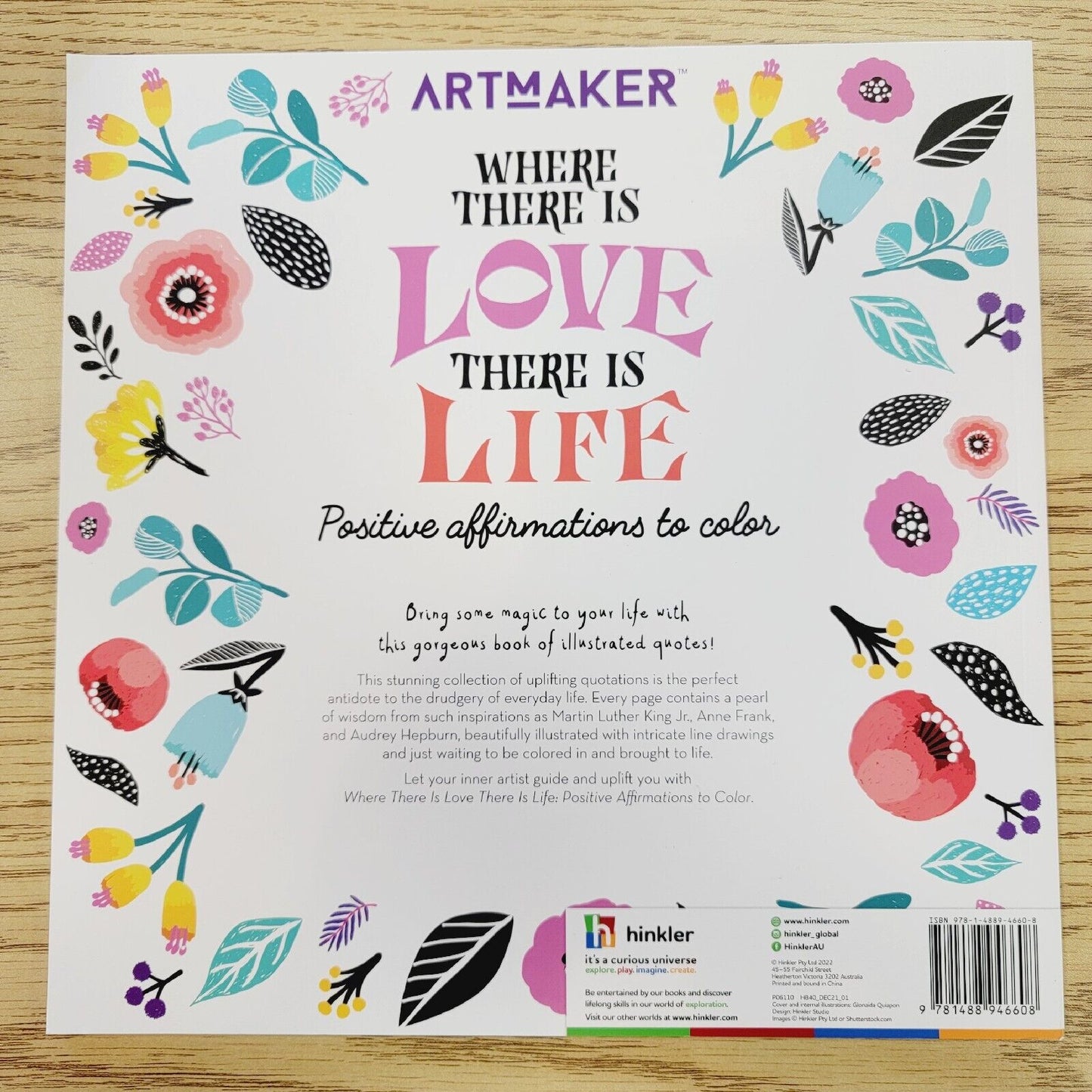 Positive Affirmations Coloring Book, ArtMaker By Hinkler Explore, 31 Pictures