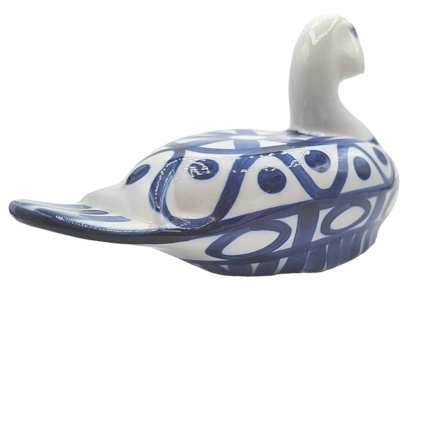 Vintage Dansk Duck Arabesque Blue & White Porcelain Duck Figurine