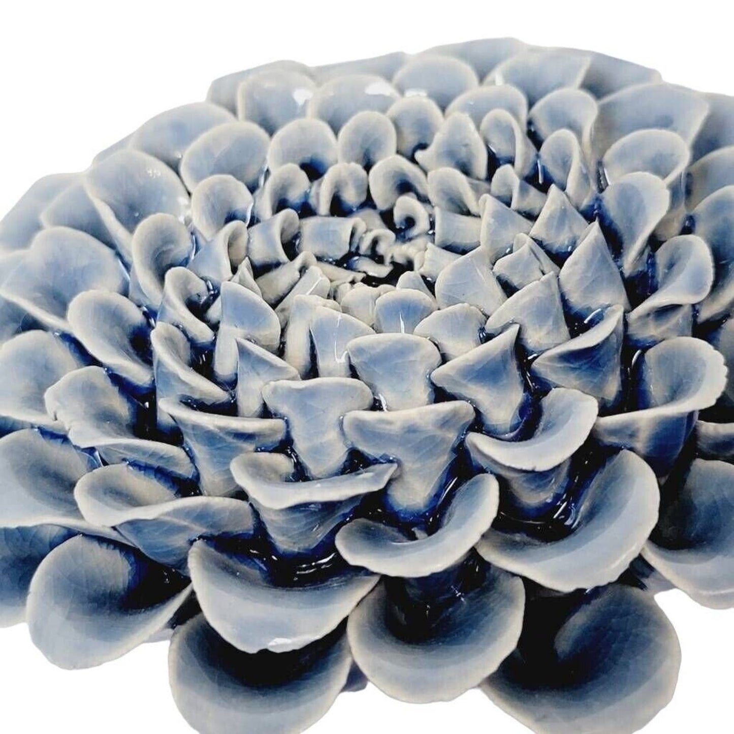 Jayson Home Zinnia Flower Ceramic Flower Decorative Paperweight Indigo Blue