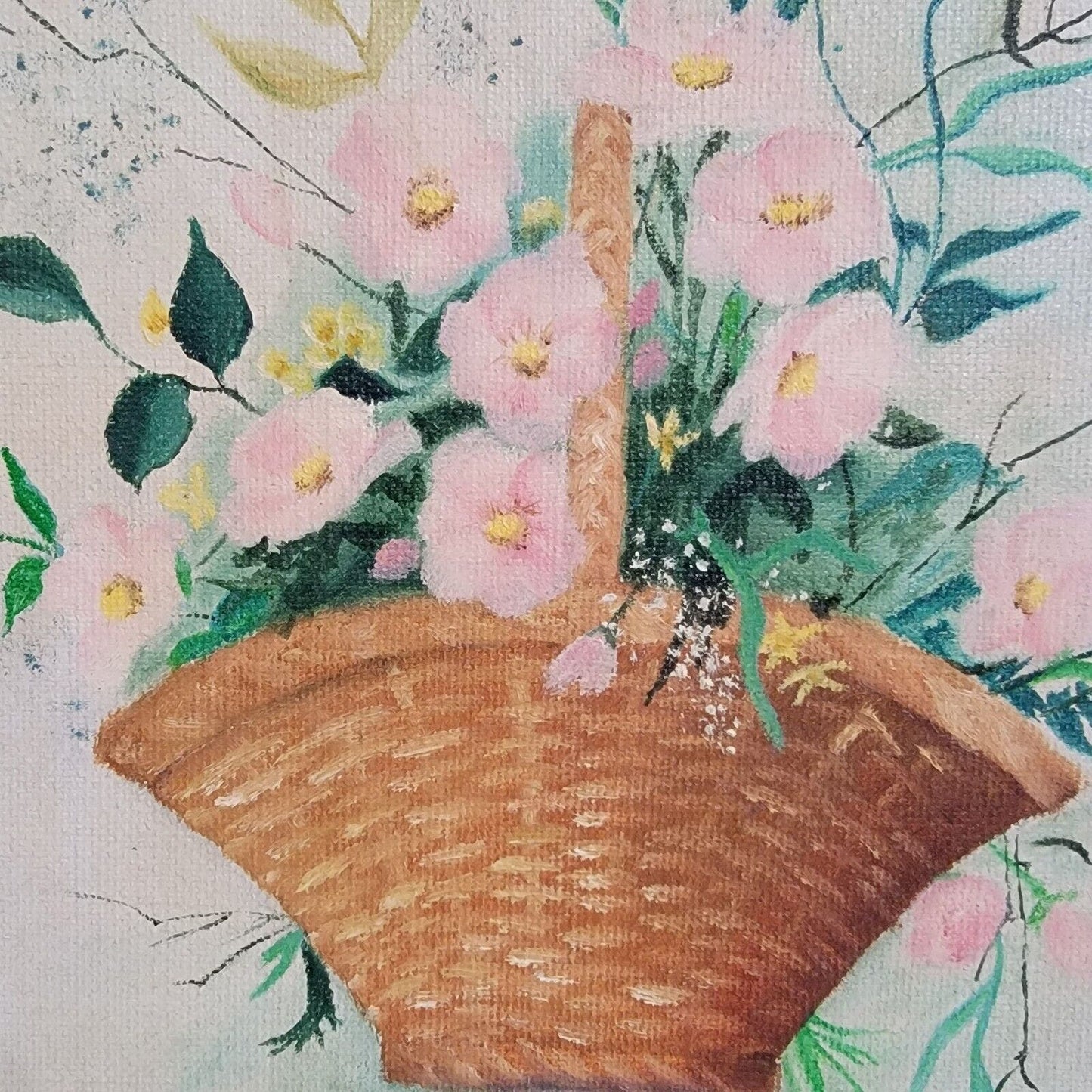 AS IS Vintage Original Floral Painting Signed 11.5 x 9.5" Easter Spring Decor