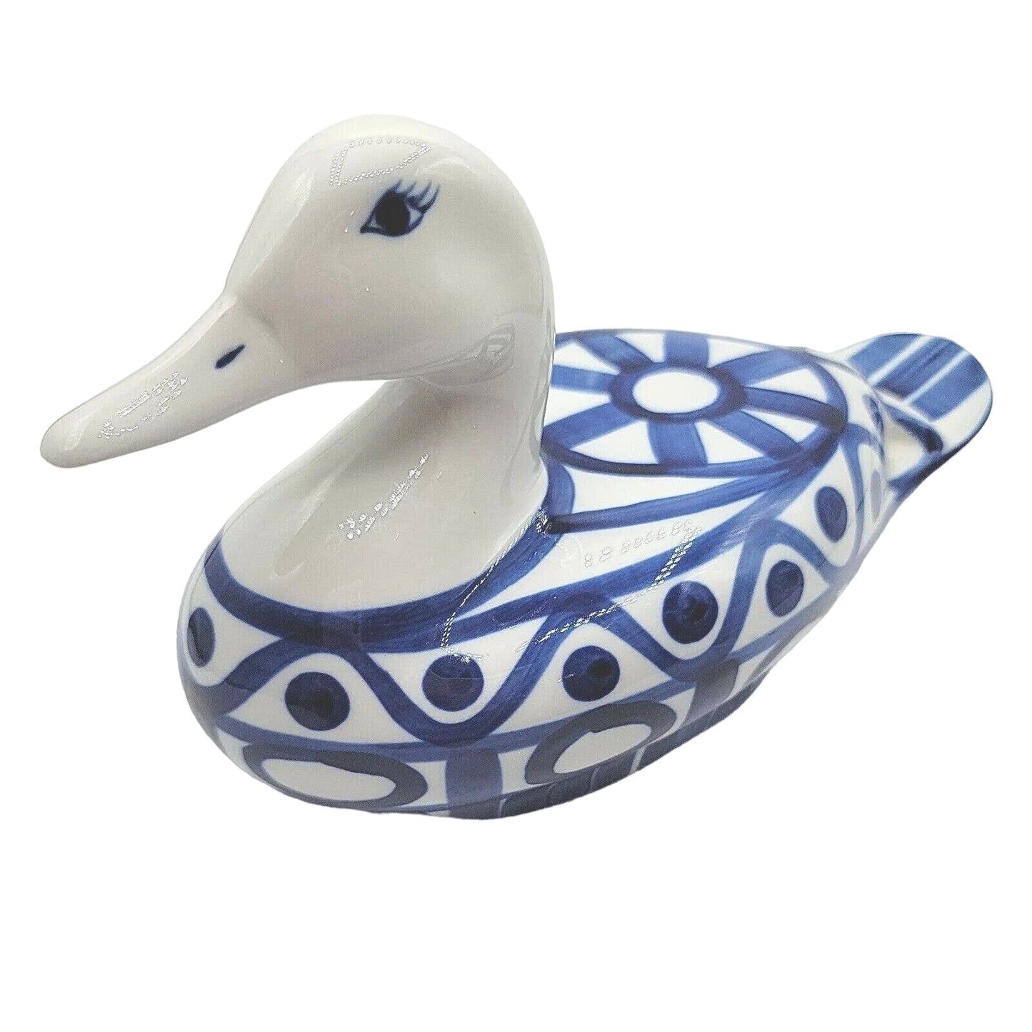 Vintage Dansk Duck Arabesque Blue & White Porcelain Duck Figurine