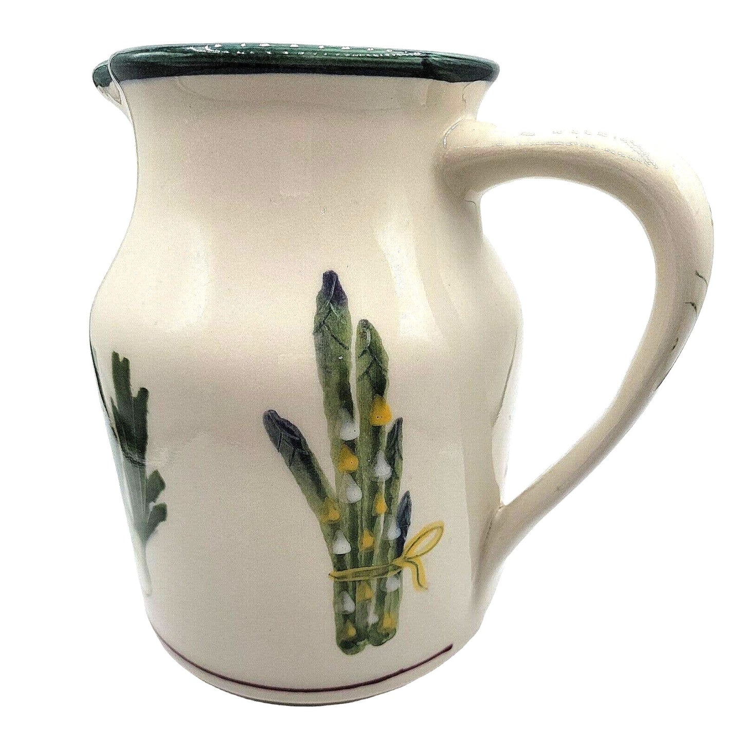 Vintage Hartstone Pottery Farmers Market Vegetable Pitcher Hand Painted Ceramic
