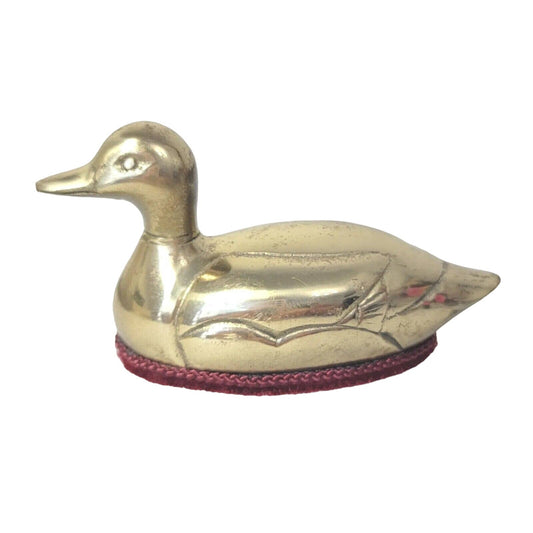 Vintage Brass Duck Lint Remover Brush / Paperweight, Brass Mallard Mr Man 1983