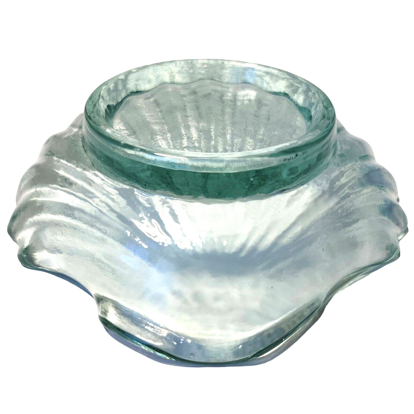 RECYCLED Glass SHELL trinket dish, Glass CLAMSHELL bowl 6" Coastal Decor