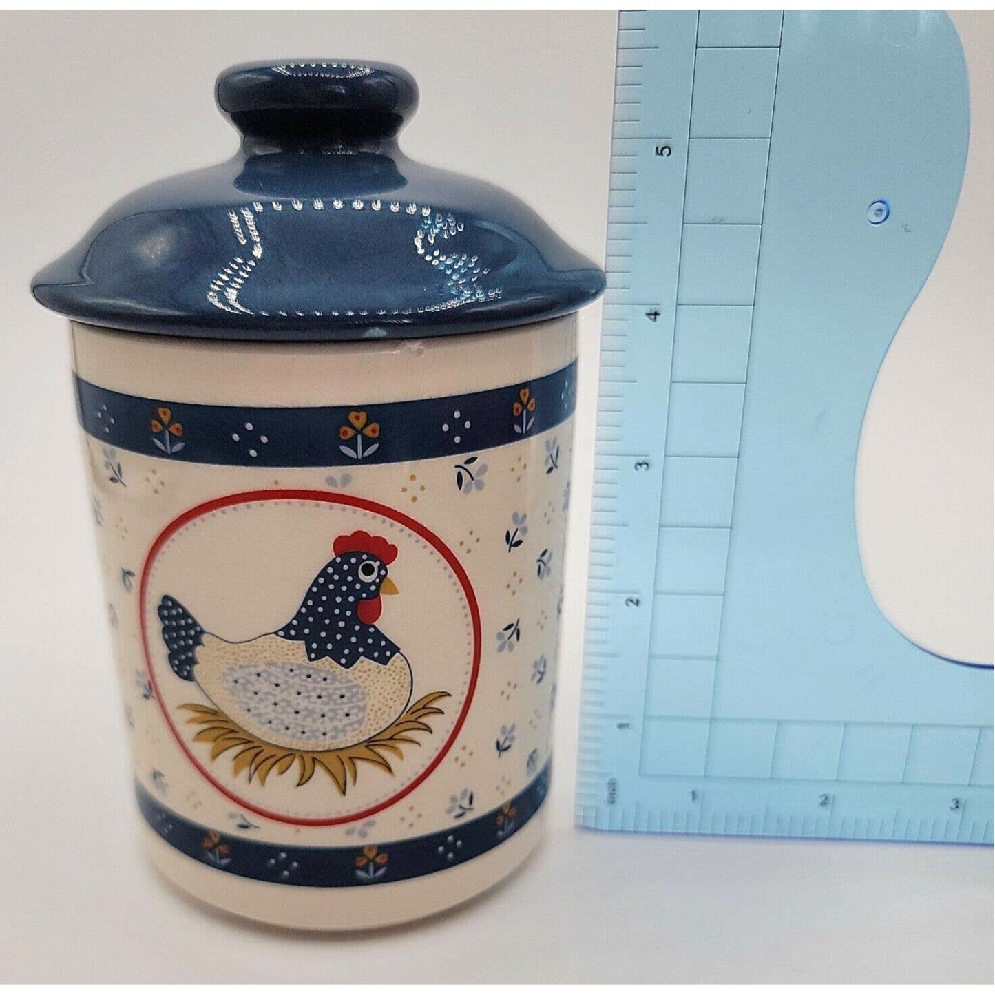 Vintage Country Hen Canister with Lid, Made in Japan, Cottage Core FLAW READ