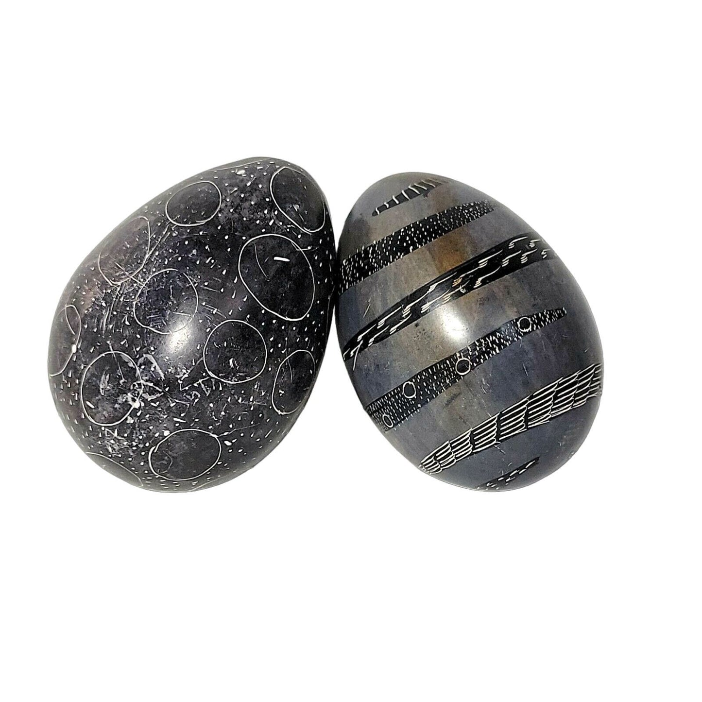 Soapstone Eggs, Set of 2 African, Decorative Stone Egg Paperweight, Easter Decor