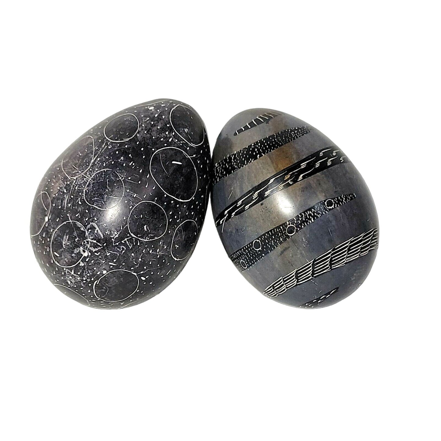 Hand Carved African Soapstone Eggs Kenya Decorative Stone Egg Paperweight Decor