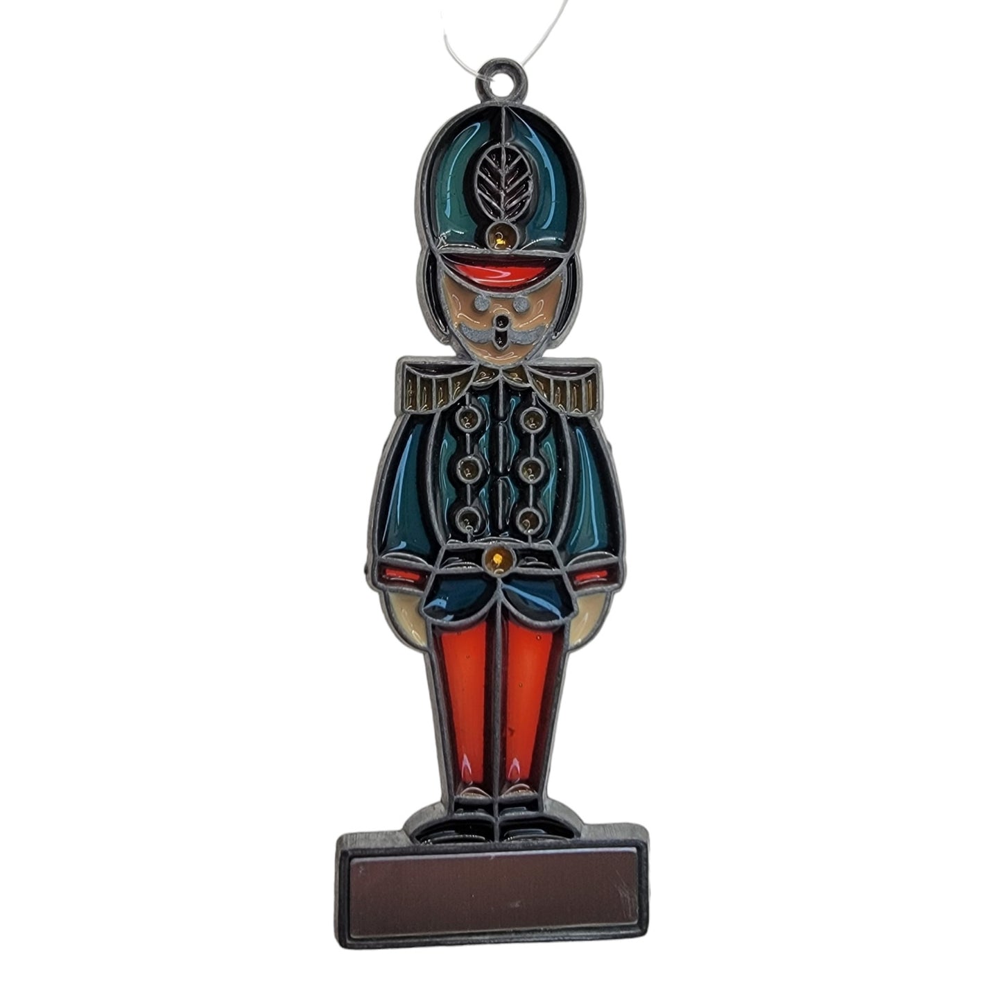 Vintage Leonard 1978 Toy Soldier Holiday Christmas Ornament Stain Glass Ornament