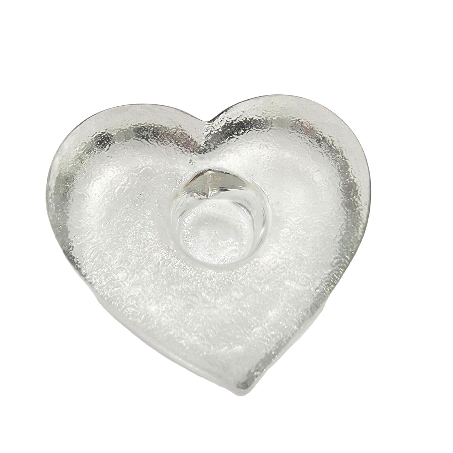 Thick Glass Heart-Shaped Candle Holders Set of 2 Glass Heart Candle Holders